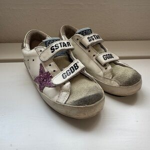 Young Old School in leather with pink glitter star and gold heel tab
